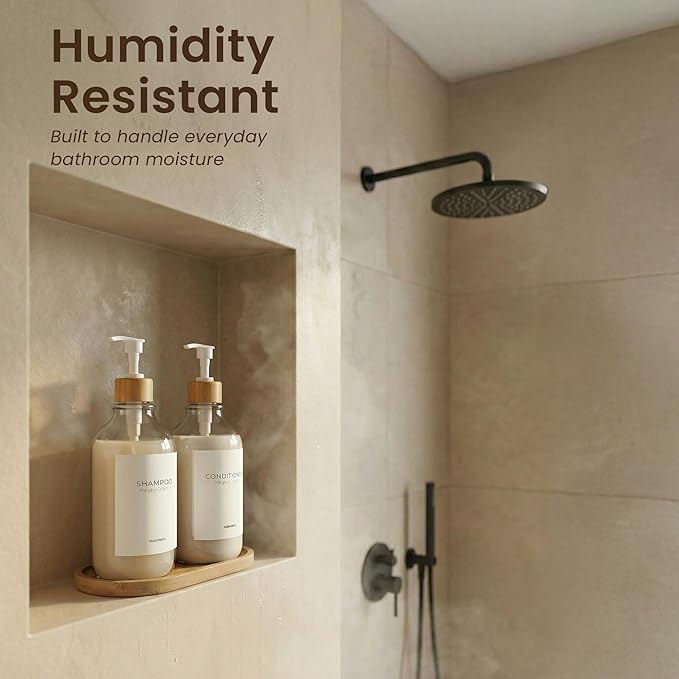 Maisonovo Plastic Soap Dispenser Set | Hand Soap and Dish Soap Dispenser Set | 16.9oz Amber Bottles with Black Bamboo Pump | Bathroom Lotion Dispenser with Pump Set of 2