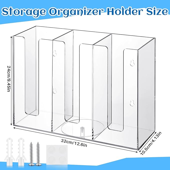 Cunhill 3 Compartments Acrylic Coffee Cup and Lid Dispenser Organizer Disposable Paper Cup Holder Coffee Shop Supplies Holder Storage for Station Home Countertop Bar Kitchen Party(Clear)
