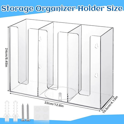 Cunhill 3 Compartments Acrylic Coffee Cup and Lid Dispenser Organizer Disposable Paper Cup Holder Coffee Shop Supplies Holder Storage for Station Home Countertop Bar Kitchen Party(Clear)