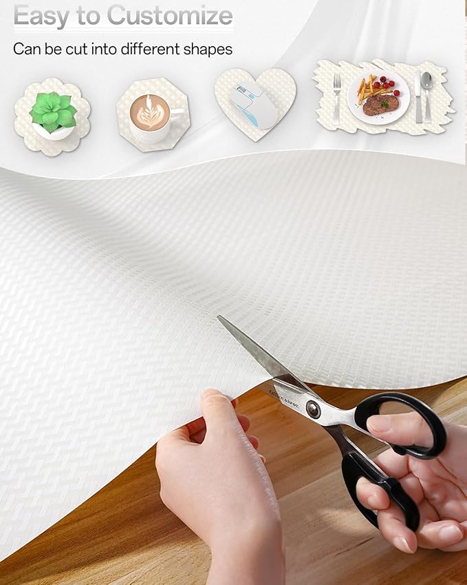 Shelf and Drawer Liner for Kitchen Cabinet, Non-Adhesive 12in x 240in Waterproof Contact Paper Refrigerator Liners Thickened Durable EVA Material Non Slip Mat for Dresser Cupboard Pantry Protector