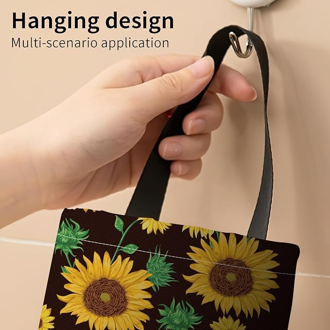 Plastic Bag Holder, Wall Mount Grocery Bag Organizer, Funny Hanging Trash Storage Dispenser for Home Kitchen Boho Sunflowers