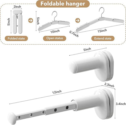 2 Pack Portable Mini Travel Drying Rack Clothing – Adjustable Space Saving Clothes Drying Rack with 6 Hangers, Foldable Laundry Drying Rack for Hotel, Balcony, Camping,Suitcase,Door