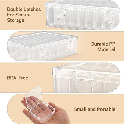 Bead Organizer Box, 60 Pcs Small Beads Storage with 168 Label Stickers, Clear Plastic Small Containers for Jewelry Making, Diamond Painting, DIY Art Crafts, Bracelet Making, Seeds (2 Pack)