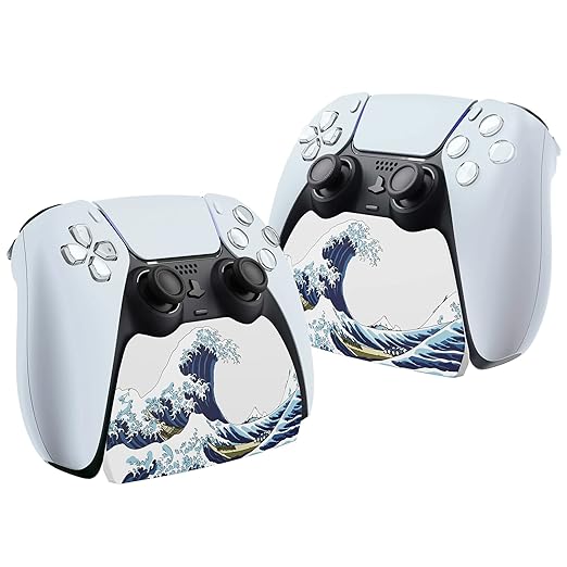 PlayVital The Great Wave Controller Display Stand for ps5, Gamepad Accessories Desk Holder for ps5 Controller with Rubber Pads