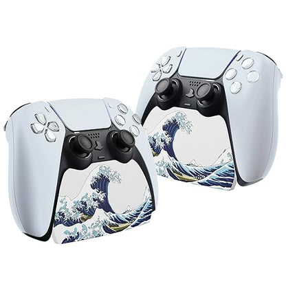 PlayVital The Great Wave Controller Display Stand for ps5, Gamepad Accessories Desk Holder for ps5 Controller with Rubber Pads