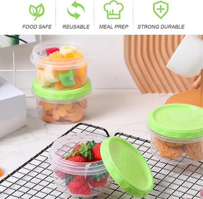 Sieral 36 Pack 8 oz Freezer Containers with Lids Reusable Deli Freezer Storage Containers Stackable Plastic Thick Twist Top Jars for Takeout Food Round Wide Mouth Lunch Snack (Green)