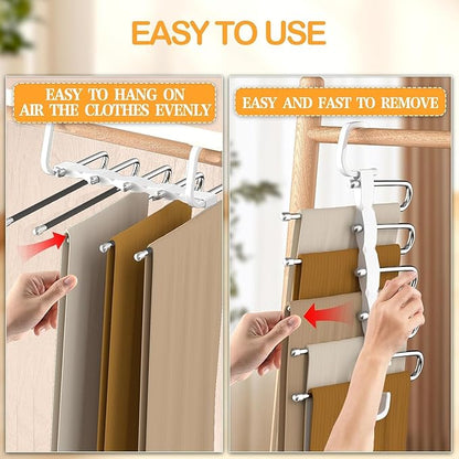 Pant Hangers Space Saving Jean Hangers -No Wrinkle Clothes Hanger - Closet Organizer and Storage, College Dorm Room Essentials Apartment Must Have - 1 Pack
