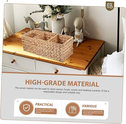 CHILDWEET Woven Storage Basket Lid Decorative Straw Basket for Kitchen Bathroom Office
