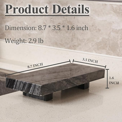 Natural Marble Tray Pedestal Stand, Modern Marble Riser for Decor Display, Soap Dispenser Holder for Bathroom, Kitchen, Home Decor