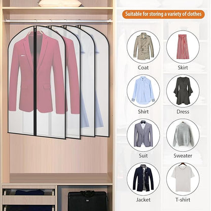 Kntiwiwo Garment Bags Clear Suit Bag for Closet Storage Hanging Clothes Dress Cover Bags (40"12pcs-Black Edges)