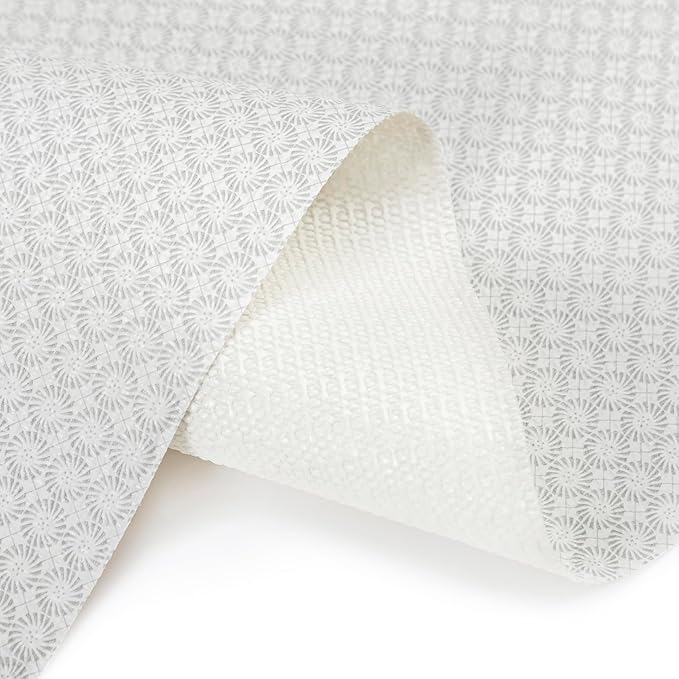 RAY STAR 12X120 Inch Shelf Liner for Kitchen Cabinets, Non-Adhesive Cabinet Liner Washable, PVC Drawer Liner for Dresser Non-Slip Bathroom (White Circle)(1 Roll)