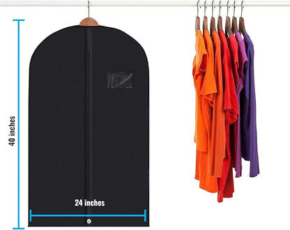 Plixio Black Garment Bags for Hanging Clothes, Men Suit Bag for Travel and Clothing Storage of Women Dresses, Shirts, Fur Coats, Dance Costumes Suit Cover - Closet Storage Long Garment Bags w/Zipper