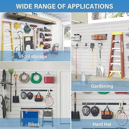 8x4FT Slat Wall Paneling Slatwalls Panel Wall Heavy Duty Industrial PVC Panels Garage Storage System for Easy Install Garage Organization Sturdy Walls Slats for Home & Bike Rack Storage