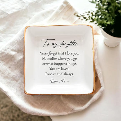 To My Daughter Gift, Ceramic Ring Dish For Girl Bride From Mom, Jewelry Dish, Jewelry Holder, Daughter Birthday Gift, Daughter Present, Wedding Gift, Mother And Daughter, Daughter In Law Gift