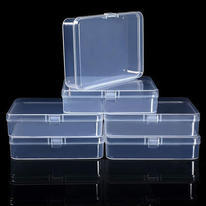Jetec 6 Pieces Mini Plastic Clear Beads Storage Containers Box for Collecting Small Items, Beads, Jewelry, Business Cards, Game Pieces, Crafts (4.5 x 3.3 x 1.2 Inch)