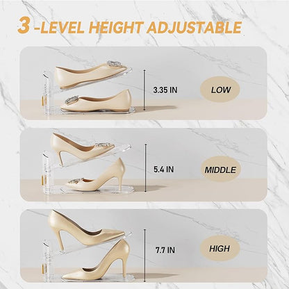 Shoe Slots Organizer for Closet, Shoe Stacker Organizer Double Layer Stack Shoe Rack, Shoe Display Shelf 50% Space Saver Storage Holder for Closet, 8 PACK