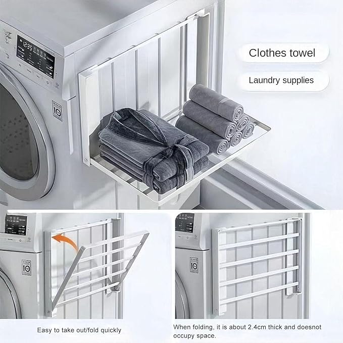 Magnetic Appliance Shelf, Metal Side Storage Organizer for Refrigerator, Washing Machine & Bathroom, Space Saving Utility Rack for Laundry Detergent, Towels, Kitchen Supplies (White)