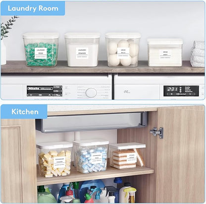 Lifewit Large Laundry Pods Container& Dryer Sheet Holder, Laundry Storage Containers, Laundry Room Organization Storage Jars for Powder, Scent Booster Beads,Plastic Lid,0.53+0.7 gal,4 Pcs