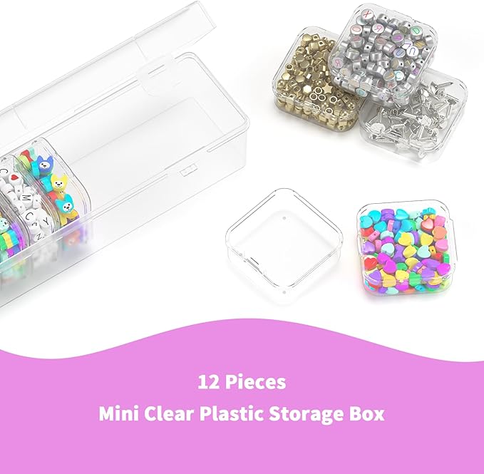 Bead Organizer Box, 13 Pcs Compartments Bead Organizer Box Set, Mini Clear Plastic Storage Containers for Bracelet Making DIY, Jewelry, Small Parts