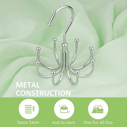 OMHOMETY Belt Hanger, 2 Pack Rotatable Belt Organizer for Closet, Accessories Rack, Space Saving Hanging Holder Storage Hook for Belt, Tie, Scarf, Purse, Bra, Tank Top, Silver