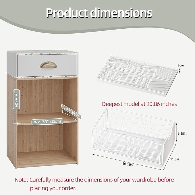 NETEL 2 Pack Pull Out Cabinet Organizer, No Drill Slide Out Drawers for Kitchen Cabinets, Peel and Stick Pull Out Drawers, Kitchen Cabinet Organizer,White,11.8" W X 20.86" D X 6.9" H