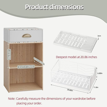 NETEL 2 Pack Pull Out Cabinet Organizer, No Drill Slide Out Drawers for Kitchen Cabinets, Peel and Stick Pull Out Drawers, Kitchen Cabinet Organizer,White,11.8" W X 20.86" D X 6.9" H