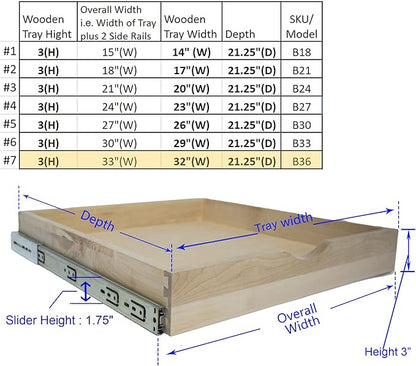 COUVER DIY Non-Assembled Birch Wood, Pull-Out Cabinet Organizers, Under Sink Organizers for Bathroom & Kitchen, Cabinet Slide-Out Organizers and Storage, Soft Closed Rail, 33 inch