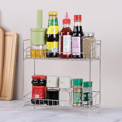 2-Tier Spice Rack Organizer, 304 Stainless Steel Kitchen Counter Shelf