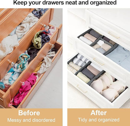 16 Pack Drawer Organizer Clothes, Foldable Fabric Dresser Organizer Closet Organizers and Storage Box for Underwear,Folded Clothes,Baby Clothing,Socks,Bra,Towels,Ties(Gray)