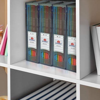 Acrimet Magazine File Holder – Vertical Rack for Documents, Folders and Mail, Durable Plastic Desk Organizer for Office & Home, Smoke (2 Pack)