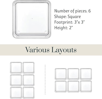 STORi SimpleSort 6-Piece Stackable Clear Drawer Organizer Set | 3" x 3" x 2" Square Trays | Small Makeup Vanity Storage Bins and Office Desk Drawer Dividers | Made in USA