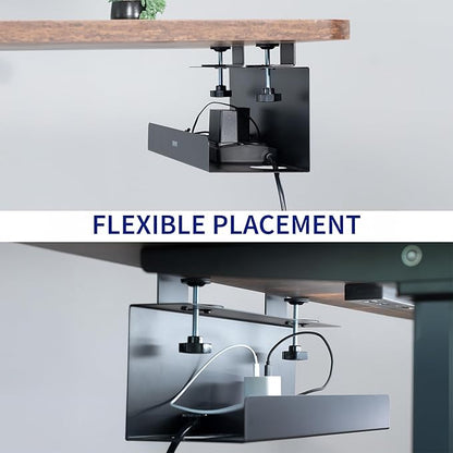 VIVO No Drill Clamp-on 17 inch Power Strip Cable Management Trays, Under Standing Desk Steel Cord Organizer, Black, 2 Pack, DESK-CM6L-2B