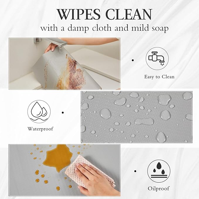 Beautysaid Shelf and Drawer Liner for Kitchen Cabinet, Non Adhesive Non Slip Shelf Paper Waterproof Washable Thickened for Dresser Pantry Shelve Bathroom Protector Liner(Light Grey,18 in x 10 FT)