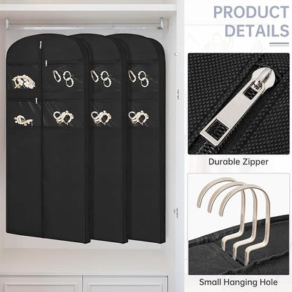 65" Garment Bag for Travel for Hanging Clothes Storage Hanging Suit Cover with Zipper and Accessory Storage for Coats, Dresses, Suits