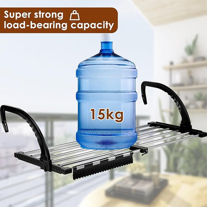 Portable Clothes Drying Rack for Balcony,29"x13" Foldable Railings Windowsill, Retractable Radiator Clothes Airer,Folding Towel Rack Indoor Outdoor Travel RV Laundry Rack with Clips
