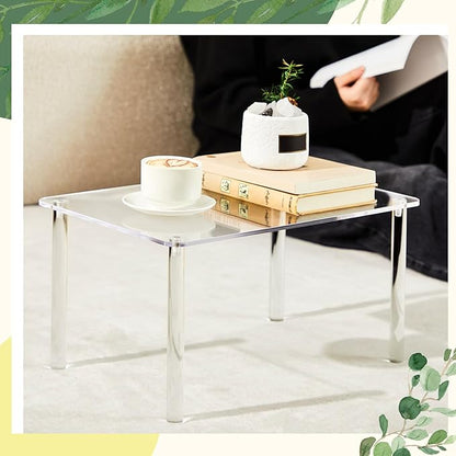 1 Pcs 13 Inch Acrylic Risers Display Stands Rectangular 4-leg Acrylic Plant Stand, 6mm Thick Clear Shelf Riser Display Stands for Decor Collectibles Figures and Item Photography