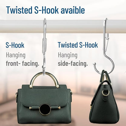 Blau Marité 10-Pack Metal S Hooks for Hanging – Heavy-Duty S-Shaped Hook with Safety Buckle – Fits Bars up to 0.8 In – Anti-Drop S-Hooks for Kitchen, Bathroom, Closet & Pot Racks – Silver (Medium)