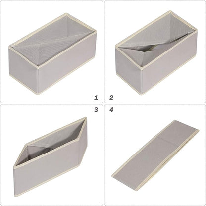 Set of 12 Foldable Drawer Organizer Dividers Cloth Storage Box Closet Dresser Organizer Cube Fabric Containers Basket Bins for Underwear Bras Socks Panties Lingeries Nursery Baby Clothes Grey NN246