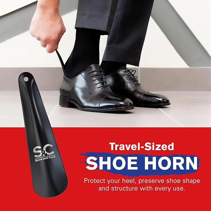 Stone and Clark 11 PC Shoe Shine Kit - Premium Shoe Polish Kit for Shoes - Black, Brown & Neutral Shoe Creams with Brushes, Laces, Buffing Cloth, Shoe Horn & More - Travel Essentials Shoe Care Kit