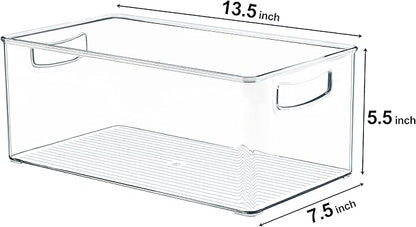 Hudgan 2 Pack Straight Sides Stackable Pantry Organizer Bins for Home Edit - 13.5''L x 7.5''W x 5.5''H