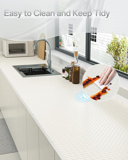 Shelf and Drawer Liner for Kitchen Cabinet, Non-Adhesive 24in x 360in Waterproof Contact Paper Refrigerator Liners Thickened Durable EVA Material Non Slip Mat for Dresser Cupboard Pantry Protector