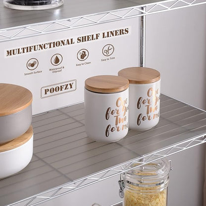 Poofzy Wire Shelf Liner 14 x 30, Set of 5 Shelf Liners for Wire Shelving Plastic Non-Adhesive for Pantry, Kitchen Cabinets (Gray)