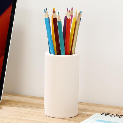 Coengwui Diatomite Toothbrush Holder for Bathroom Sink, Countertop Organizer, Quick Dry Stand Cup for Toothpaste, Razors, Makeup Brushes - Water-Absorbent & Quick-Drying (Beige, Height 4.3")