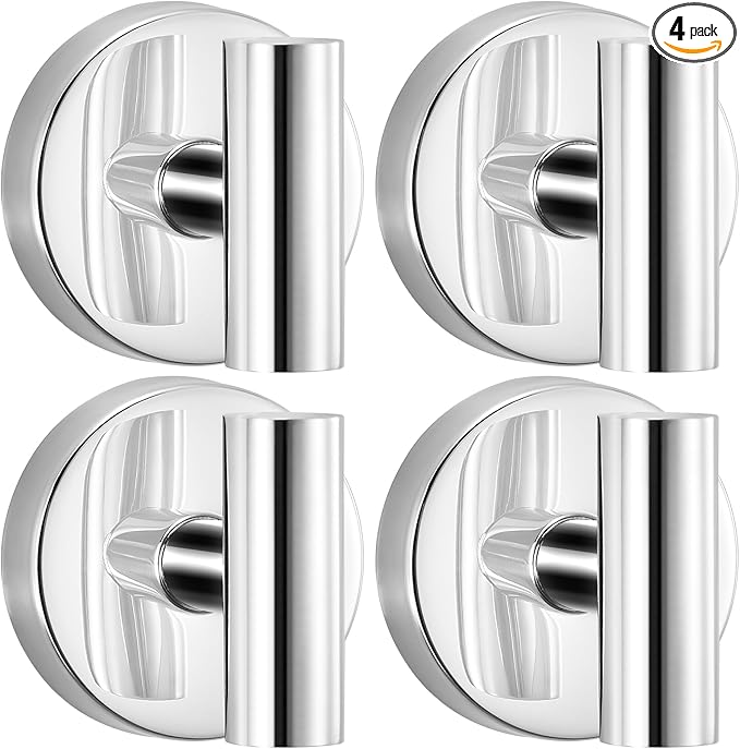 warlve Heavy Duty Reusable Suction Cup Hooks for Shower - No Drill Bathroom/Glass/Mirror/Tiles & Metal Surfaces,and Smooth Non-Porous Surfaces for Towels, Robes, Loofahs (4, Chrome Polished)