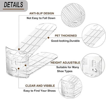 12 Pack Clear Shoe Slots Organizer Adjustable Shoe Stackers for a Pair of Shoes Rack Storage Shoe Space Saver 51% Shoe Hold Shoe Organizer for Closet