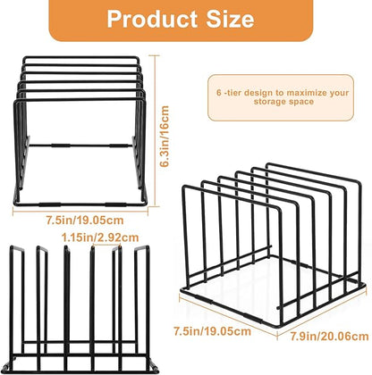 Nodaaiie 2-Pack Steel Cutting Board Organizer, Bakeware Organizer Rack, 5-Slot Baking Sheet Organizer Rack for Kitchen Storage, for Cutting Boards, Cookie Sheets, and Baking Pans, 8.7" x 7.4" x 6.3"
