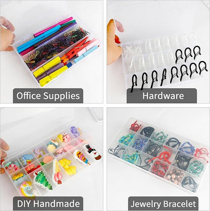 OALCQ 24 Grids 36 Grids 2 Pcs Bead Organizer Box Tackle Box Organizers and Storage Rock Collection Storage Boxes