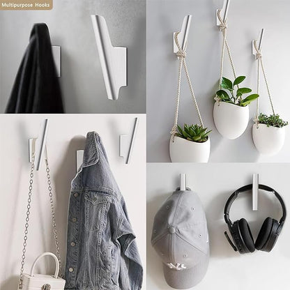 Wood Wall Hooks 4 Pack Coat Hooks Wall Mount White Wooden Hooks for Hanging Hat, Bag, Backpack, Rustic Coat Hooks for Wall, Wood Towel Hooks for Bathrooms and Entryway Hooks (White)
