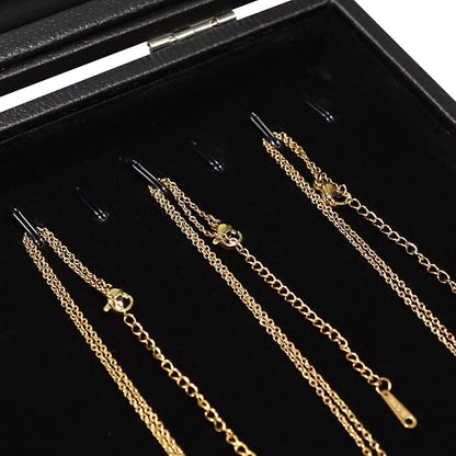 Wudygirl Necklace Organizer 20 Hooks Jewelry Organizer Jewelry Display Stackable Glass Top Lockable Black Velvet Boxes(Necklace Tray)