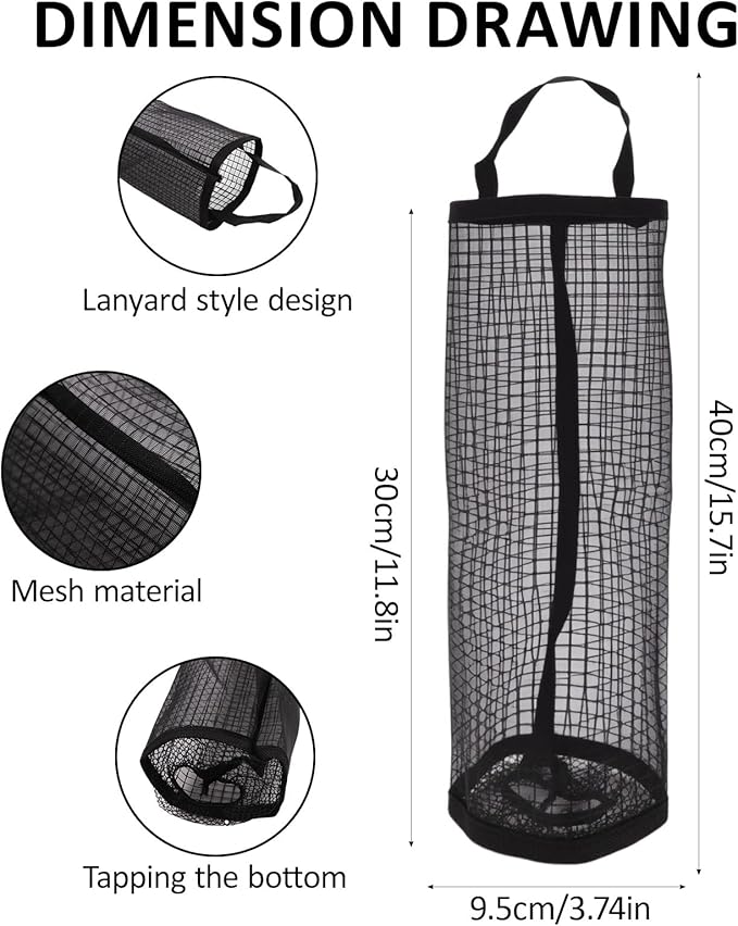 8PCS Door Hanging Plastic Bag Holder with 2PCS Hooks, Grocery Bag Storage Dispensers Black